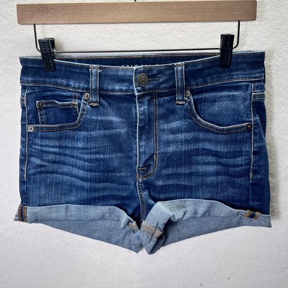 American Eagle Hi Rise Shortie Shorts Womens 8 Next level stretch Denim 2366 - Picture 1 of 9